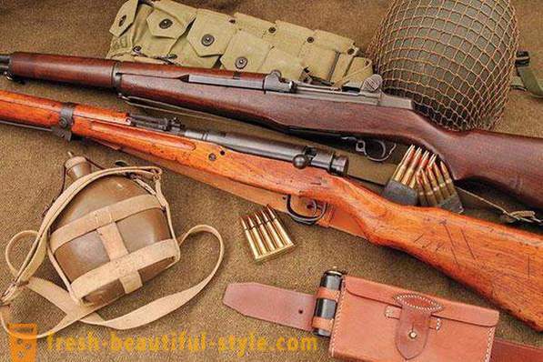 Amerikanische Waffen des Zweiten Weltkrieges und modern. Amerikanische Gewehre und Pistolen