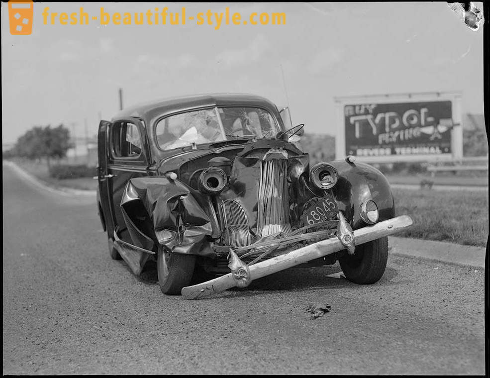 Fotosammlung von Unfällen auf den Straßen von Amerika in den Jahren 1930-1950